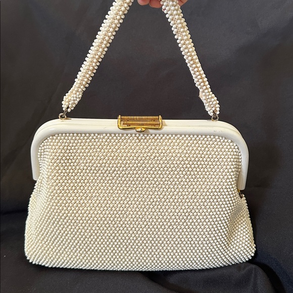 Rare Find Vintage Reversible Black and Ivory Beaded Satchel Purse Handbag - Picture 2 of 12